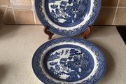 2 Churchill England 2 Dinner Willow plates 10.4"