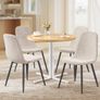Round Table with 4 Dining Chairs Steel Frame Easy Assembly Golden Oak Cream White Image 7