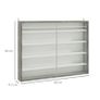 5-Tier Wall Display Shelf Unit Cabinet w/ 4 Adjustable Shelves Glass Doors Home Office Ornaments 60x80cm Grey Wood Grain Image 2