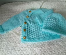Hand Knit Baby Cardigan & Hat Set: 3-6 Months