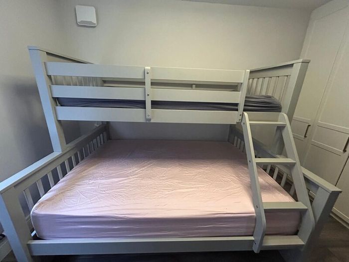 EZ living Lara Grey triple bunk bed with mattress