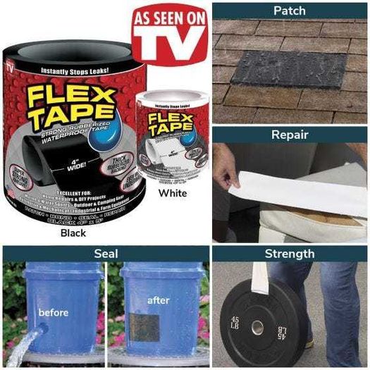 Flex Tape Super Strong Rubberised  Waterpoof Tape/Clear/black