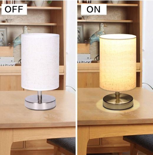 Bedside Table Lamp, LED Modern Nightstand Desk Lamp, Remote Dimmable RGB Color Changing Modes for Bedroom, Living Room, Childrens Room, Office (E27 RGB Bulb Included)