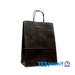 Lot of 20 pcs Top quality Black with twisted handles eco-friendly kraft paper bags size 24 cm x11 cm x 31 cm M size