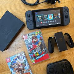 Nintendo Switch, pro controller and games