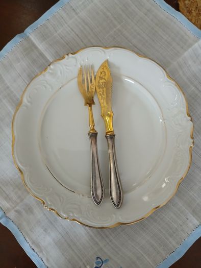 Antique French Silver Plated Knife and Fork