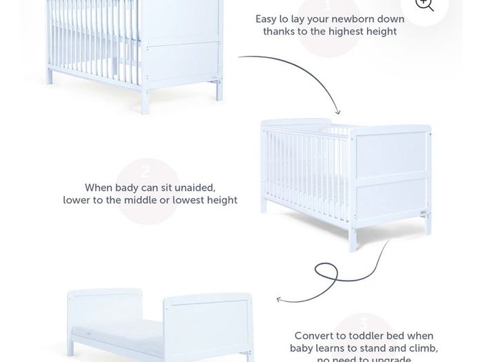 Baby cot bed & toddler bed with mattress