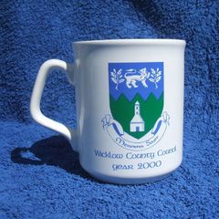 WICKLOW COUNTY COUNCIL YEAR 2000 (municipal coat-of-arms) - a sacrce commemorative mug issued for the 2000 Millennium