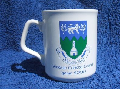 WICKLOW COUNTY COUNCIL YEAR 2000 (municipal coat-of-arms) - a sacrce commemorative mug issued for the 2000 Millennium