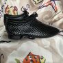 REBECCA WHITE Black Leather Woven Flats Image 3