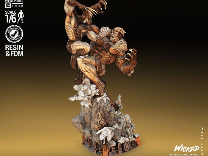 3D printed resin Wolverine & Sabretooth 1/6 scale figure