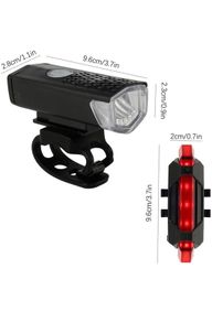 Bike Light Set, USB Rechargeable Super Bright LED Waterproof Headlight Front Lights and Back Rear Bike Lights, Adjustable Lighting Modes, Cycling Lights for Road & Mountain