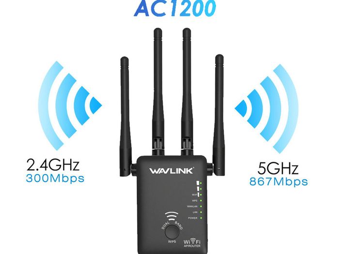 Wavlink AC1200 Dual Band (2.4GHz/5GHz) 3-IN-1 WIFI Router/Range Extender & Signal Booster  - UK Plug (Brand New/Warranty)