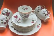 18 Piece Incomplete Cmielow porcelain Teaset made in Poland Vintage 50s 60s Old Rose Design Teaset HTF