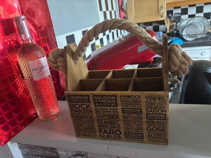 Rustic Wooden Six pack beer drink carrier