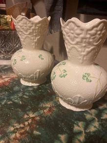 Belleek vases free postage