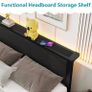 Double Bed Frame Metal Platform Bed Frame with Wood Headboard/Mattress Base/Underbed Storage/No Box Spring Needed/Black Image 6