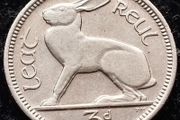 [#328] - Ireland 1968 | Irish 3d | Three Pence | Hare | KM.12a | UNC