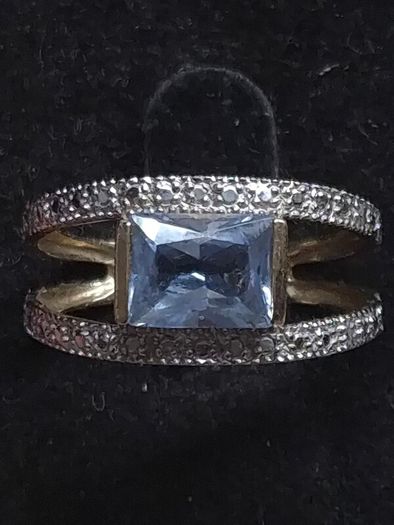 Vintage 9ct Gold Blue Topaz Style Ring 375 Hallmarked Size 54