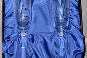 Failte Crystal Ireland Cut Flower Champagne pair