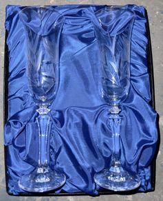 Failte Crystal Ireland Cut Flower Champagne pair