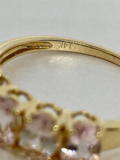 Yellow Gold Pink Morganite 5 Stone Ring