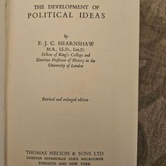 The Development Of Political Ideas.  By F.j.c. Hearnshaw. Revised And Enlarged Edition Hardback 1937 In Good Condition.  See Photos For Same.