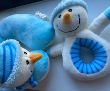 Cute Snowman Soft Toy Set With Rattle