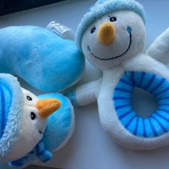 Cute Snowman Soft Toy Set With Rattle