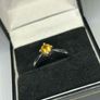 Platinum Golden Sapphire Solitaire Ring Image 2