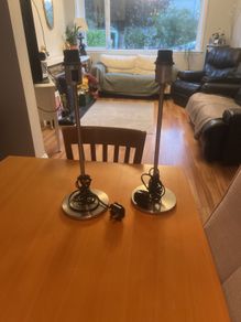 Pair of silver chrome lamps