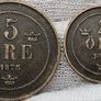 Sweden 1874 1875 5 ore 2 ore Image 4