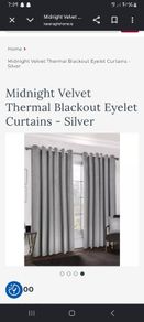 Brand new 2 x Midnight Velvet Thermal Blackout Eyelet Curtains - Silver Sizes in comments