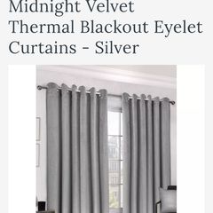 Brand new 2 x Midnight Velvet Thermal Blackout Eyelet Curtains - Silver Sizes in comments