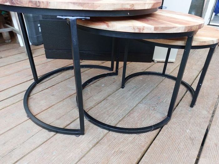 nested coffee tables round acacia wood