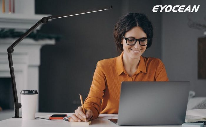 EYOCEAN Desk LED Laptop Lamp, with Clamp, Eye-Care Desk Lamp for Home Office Dimmable