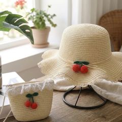 Girls Summer Straw Hat & Bag Set