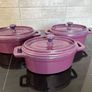 Three Unused Purple Iron Enamel Mini Casseroles Image 2