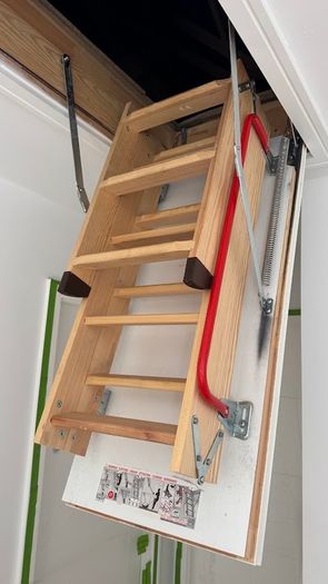 Used Fakro Loft Ladder/Attic Stairs 55x120 LTK Energy Saver 280cm Floor To Ceiling, 66mm Insulated Hatch