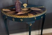 Green half moon console table