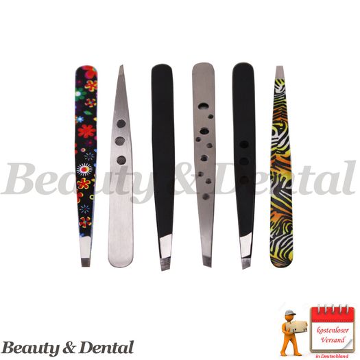 6x Eyebrow Tweezers Professional Hair Beauty Slanted Stainless Steel Tweezer Useful