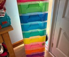 Multi coloured plastic drawers