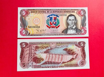 Dominican  Republic  5. Pesos  1996. Pick  152  ( Uncirculated )