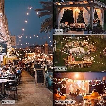 FREE P&P LED Outdoor Festoon Lights Mains Powered, 25FT Globe String Lights with 23pcs E12 Socket, 25Pcs G40 1W Plastic Bulbs Festoon Lights, Waterproof Garden Lights for Outside Patio Backyard Party