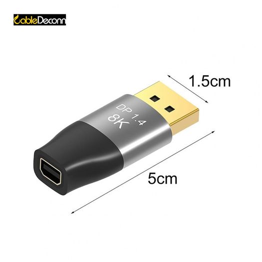 CableDeconn Premium 8K@60Hz/4K@144Hz Mini DisplayPort (Female) to DisplayPort (Male) v1.4 Bi-Directional Gold-Plated/Alloy Adapter (Brand New/Warranty)