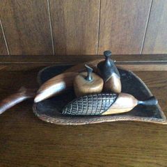 African Art Wooden Fruit and Tray