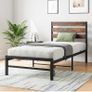 Single Bed Frames with Wood Headboard Image 8
