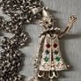 Vintage Stirling Silver Necklace with Sterling Silver Chunky Articulated Clown Pendant Image 7