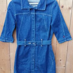 Levi's Girls long snap button style dress blue denim Small size