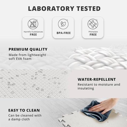 FREE P&P Interlocking Soft Foam Floor Mat - 18 Pieces Protective Gym Flooring Set, Exercise Mats EVA Puzzle Rubber Tiles, Ground Surface Protection Workout Underlay Matting Sports Pool Home Fitness Garage